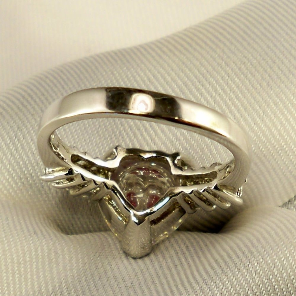 New Ruby Red Inside Heart Cubic Zirconias Silver … - image 7